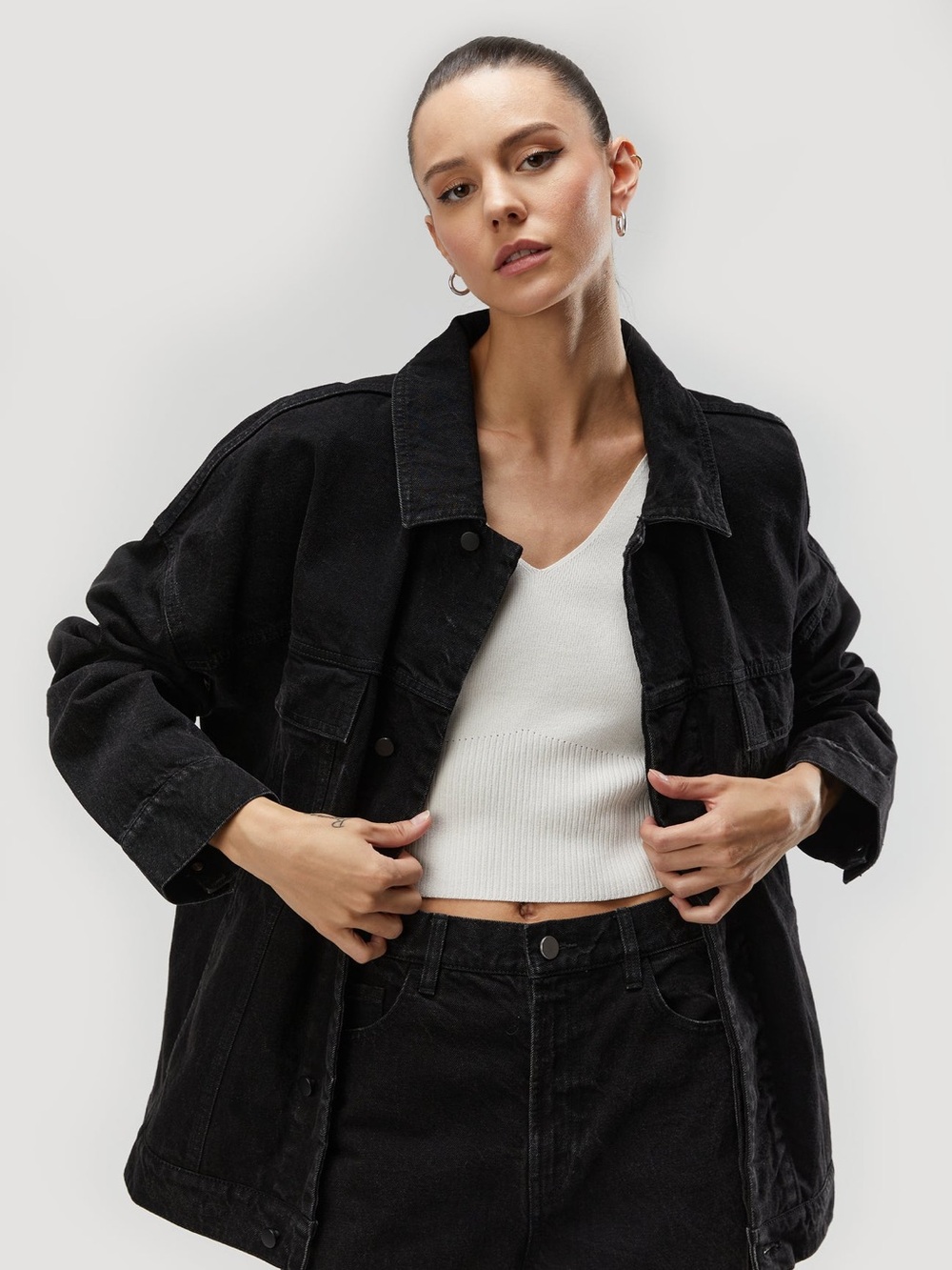 OAK + FORT Black Denim Jacket